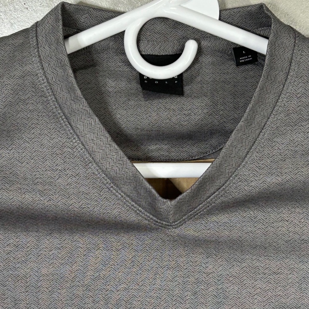 Dunning Golf Mens Long Sleeve V Neck Herringbone Pullover Sweater‎ L Gray